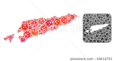 Map of East Timor - Flu Virus Mosaic with Hole 68618791