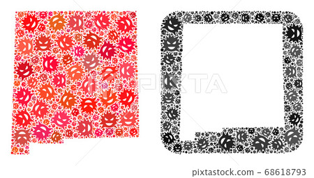 Map of New Mexico State - Flu Virus Collage with Subtracted Space 68618793