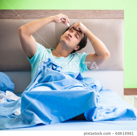 Man suffering from sleeping disorder and insomnia 68618981