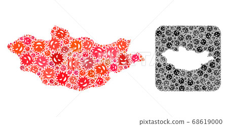 Map of Mongolia - Flu Virus Mosaic with Subtracted Space Map of Mongolia - Flu Virus Mosaic with Subtracted Space 68619000