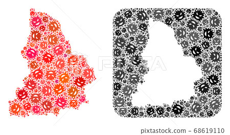 Map of Sverdlovsk Region - Pandemic Virus Collage with Empty Space Map of Sverdlovsk Region - Pandemic Virus Collage with Empty Space 68619110