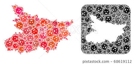 Map of Bihar State - Pandemic Virus Mosaic with Subtracted Space Map of Bihar State - Pandemic Virus Mosaic with Subtracted Space 68619112