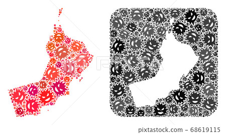 Map of Oman - Virus Mosaic with Stencil Map of Oman - Virus Mosaic with Stencil 68619115