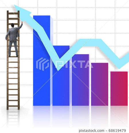Businessman climbing towards growth in statistics Businessman climbing towards growth in statistics 68619479