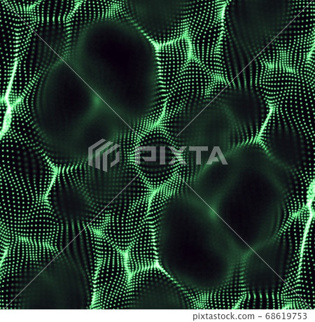 Abstract vector mesh background made of particles. Chaotic light waves. Technological cyberspace background 68619753
