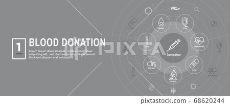 Blood testing work icon set and web header banner 68620244