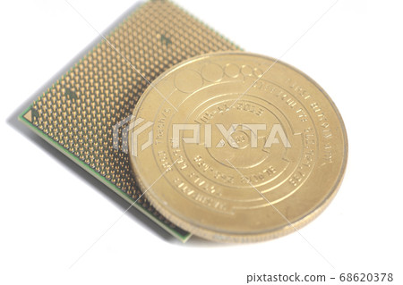 Central processing unit CPU microchip with Golden Central processing unit CPU microchip with Golden 68620378