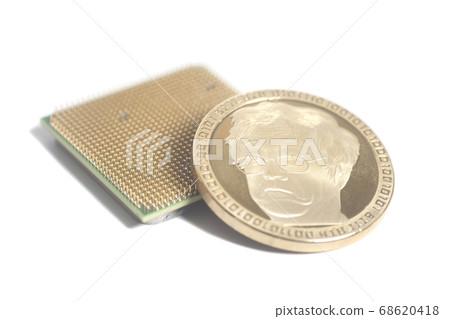 Central processing unit CPU microchip with Golden Central processing unit CPU microchip with Golden 68620418