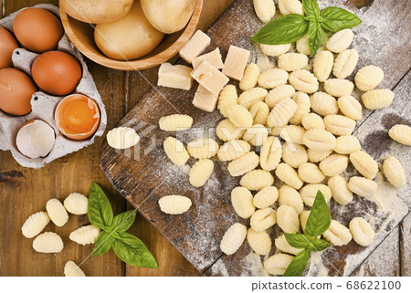 Gnocchi with potatoes. Traditional italian food from Rome, Sardinia, south of italy. Homemade Gnocchi with potatoes. Traditional italian food from Rome, Sardinia, south of italy. Homemade 68622100