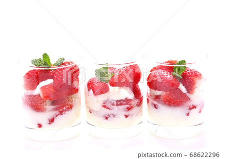 Strawberry yogurt glass light background Strawberry yogurt glass light background 68622296