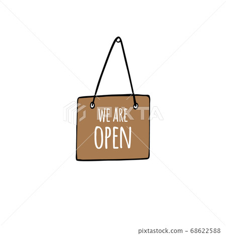 Vector door nameplate with we are open text 68622588