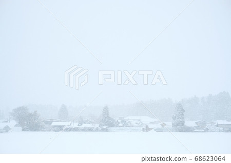 Winter village covered in snow 68623064