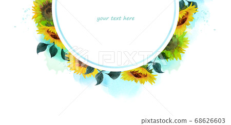 Watercolor sunflower frame - Stock Illustration [68626603] - PIXTA