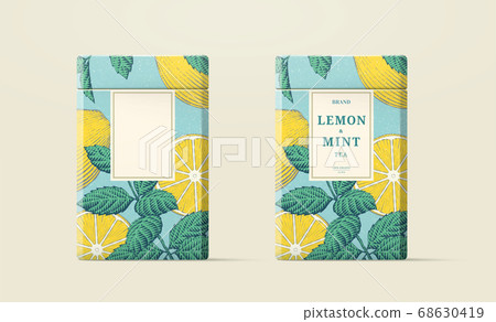 Engraving style lemon tea packaging - Stock Illustration [68630419] - PIXTA