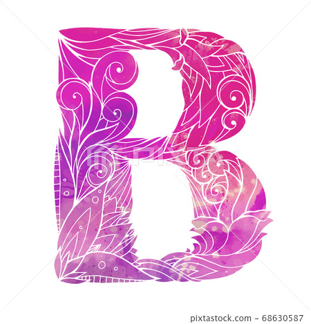 Coloring Freehand Drawing Capital Letter B ... - Stock Illustration ...