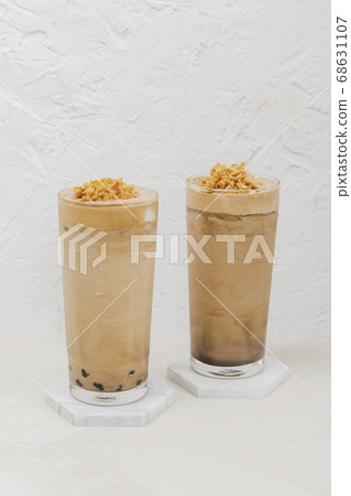 Cold tea with milk delicious beverage drinking products Dalgona coffee 054 Cold tea with milk delicious beverage drinking products Dalgona coffee 054 68631107