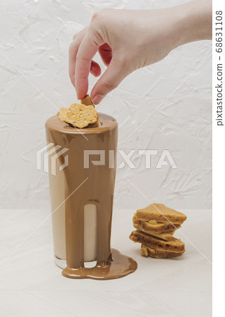 Cold tea with milk delicious beverage drinking products Dalgona coffee 075 Cold tea with milk delicious beverage drinking products Dalgona coffee 075 68631108