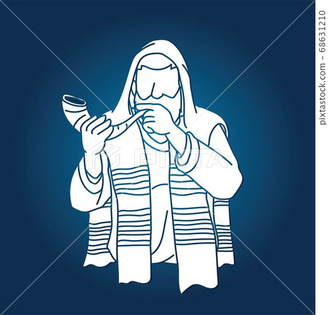 Feast of trumpets.Jewish blowing the shofar horn cartoon graphic vector Feast of trumpets.Jewish blowing the shofar horn cartoon graphic vector 68631210
