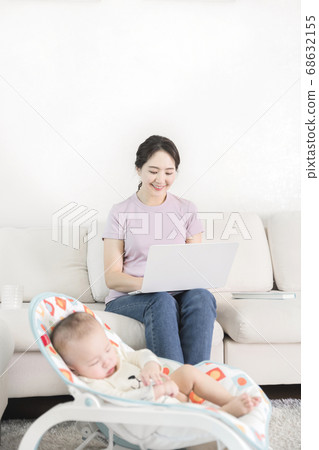 Modern young family concept, young mother and father with newborn 170 Modern young family concept, young mother and father with newborn 170 68632155