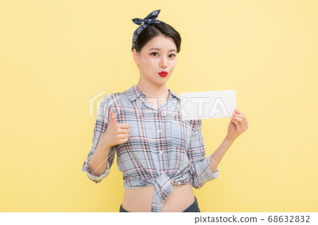 Life style concept, happy shopping time. Young asian woman with shopping bags and cart. 400 68632832
