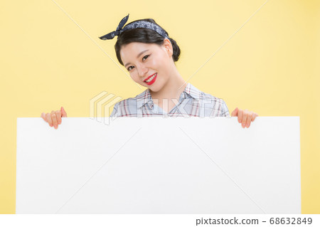 Life style concept, happy shopping time. Young asian woman with shopping bags and cart. 392 68632849