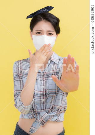 Life style concept, happy shopping time. Young asian woman with shopping bags and cart. 138 68632903
