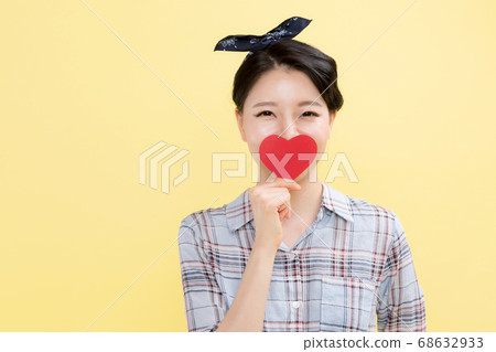 Life style concept, happy shopping time. Young asian woman with shopping bags and cart. 310 68632933