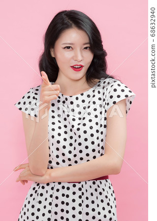 Life style concept, happy shopping time. Young asian woman with shopping bags and cart. 110 68632940