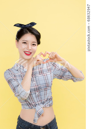 Life style concept, happy shopping time. Young asian woman with shopping bags and cart. 312 Life style concept, happy shopping time. Young asian woman with shopping bags and cart. 312 68632947