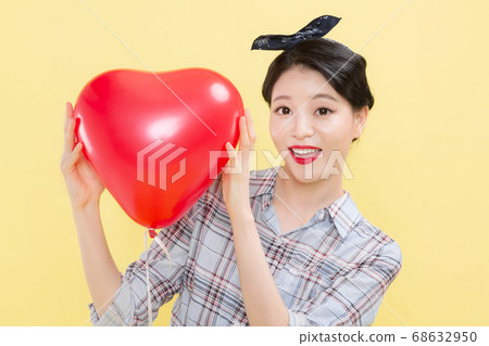 Life style concept, happy shopping time. Young asian woman with shopping bags and cart. 291 68632950