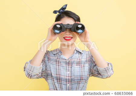 Life style concept, happy shopping time. Young asian woman with shopping bags and cart. 371 68633066