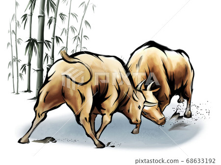New year 2021 of the ox in hand drawn illustration 005 68633192