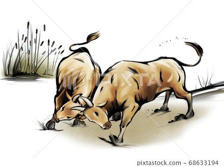 New year 2021 of the ox in hand drawn illustration 006 68633194