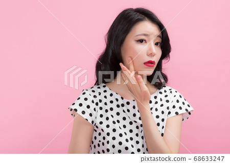 Life style concept, happy shopping time. Young asian woman with shopping bags and cart. 099 Life style concept, happy shopping time. Young asian woman with shopping bags and cart. 099 68633247