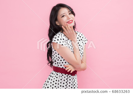 Life style concept, happy shopping time. Young asian woman with shopping bags and cart. 015 Life style concept, happy shopping time. Young asian woman with shopping bags and cart. 015 68633263