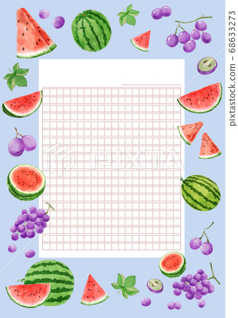 Healthy food and fruits frame background illustration 006 68633273