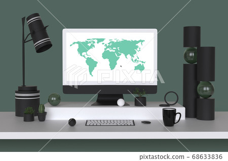 Modern Desk, Workplace for graphic design 002 68633836