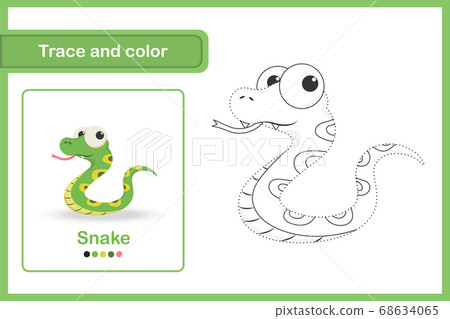 Drawing worksheet Trace and colour 68634065