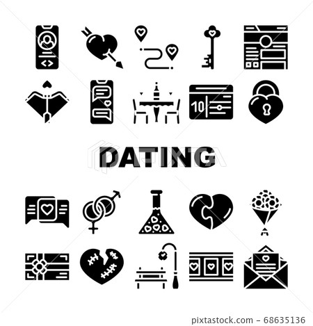 Romance Collection Icon Dating Love Romantic Collection Icons Set Vector - Stock Illustration ...