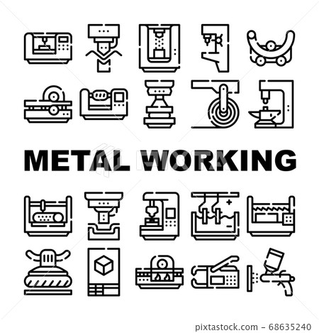 Metal Working Industry Collection Icons Set Vector Metal Working Industry Collection Icons Set Vector 68635240