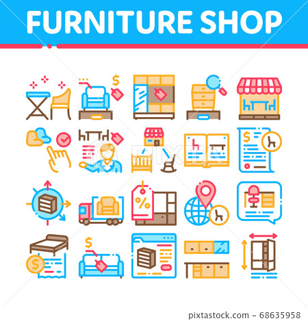 Furniture Shop Market Collection Icons Set Vector Furniture Shop Market Collection Icons Set Vector 68635958