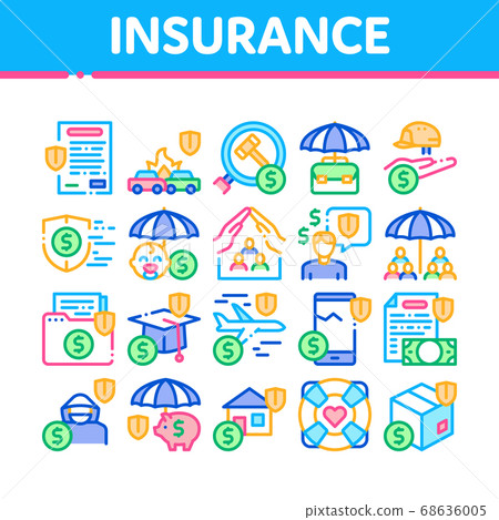 Insurance All-purpose Collection Icons Set Vector Insurance All-purpose Collection Icons Set Vector 68636005