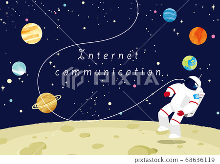 宇航員站在月球上，互聯網通信圖像 68636119