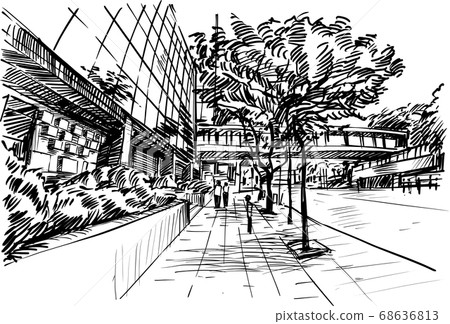 Drawing of the building in Hong Kong hand draw Drawing of the building in Hong Kong hand draw 68636813