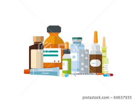 Various kinds of medication grouped together. Various kinds of medication grouped together. 68637935