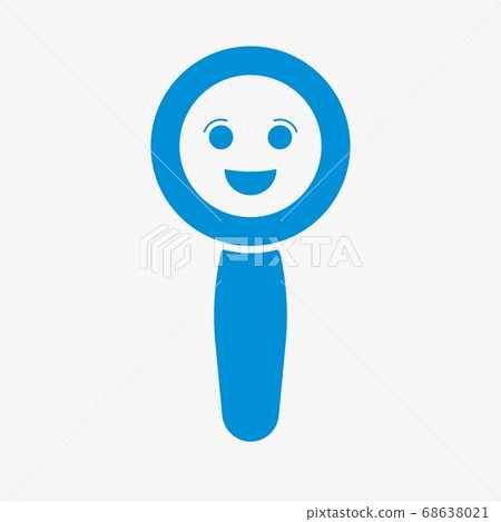 Funny childish search icon with cartoon smiley 68638021
