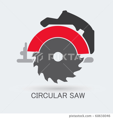 Circular saw in simple flat style. Icon - Stock Illustration [68638046 ...