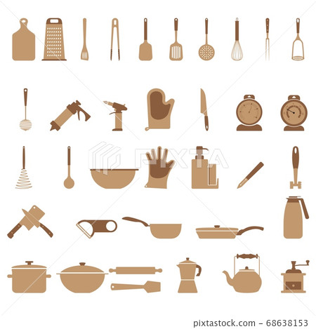 Kitchen utensils set of 36 different icons. 68638153