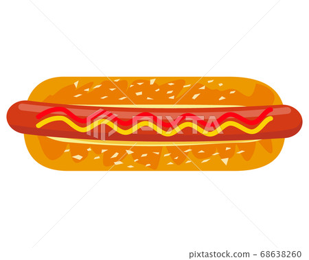 Vector illustration of hot dog with mustard and ketchup sauce 68638260
