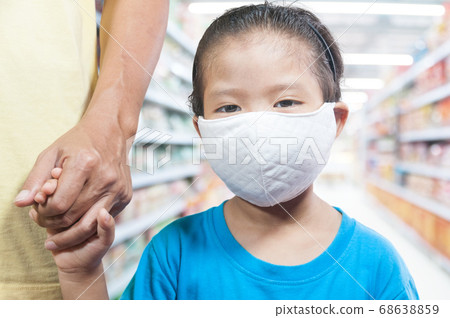 Little Asian girl kids wearing medical protective Little Asian girl kids wearing medical protective 68638859